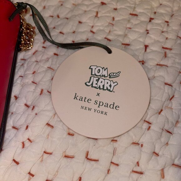 Kate Spade Tom And Jerry Womens Crossbody Bag Red Chainlink Purse Leather New - Picture 12 of 13
